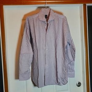 Robert Talbott Estate Dress Shirt LARGE Pink and Blue Plaid
